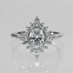 Stunning 0.85 CT Oval Moissanite Engagement Ring With Cluster Design 1