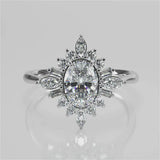 Stunning 0.85 CT Oval Moissanite Engagement Ring With Cluster Design 1