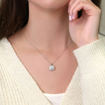 2.0 CT Cushion Moissanite Diamond Halo Pendant Necklace in Solid Gold 6