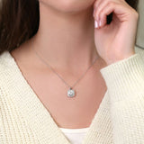 2.0 CT Cushion Moissanite Diamond Halo Pendant Necklace in Solid Gold 6
