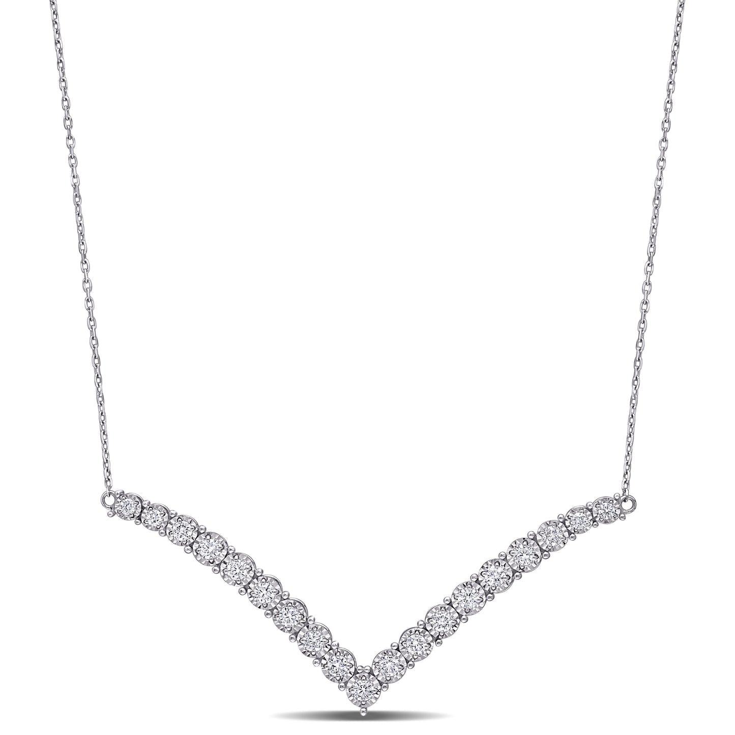 Round Cut Cubic Zirconia in 925 Sterling Silver Necklace 12