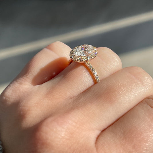 Stunning 1.0 CT Oval Moissanite Engagement Ring with Halo & Pave Design 2