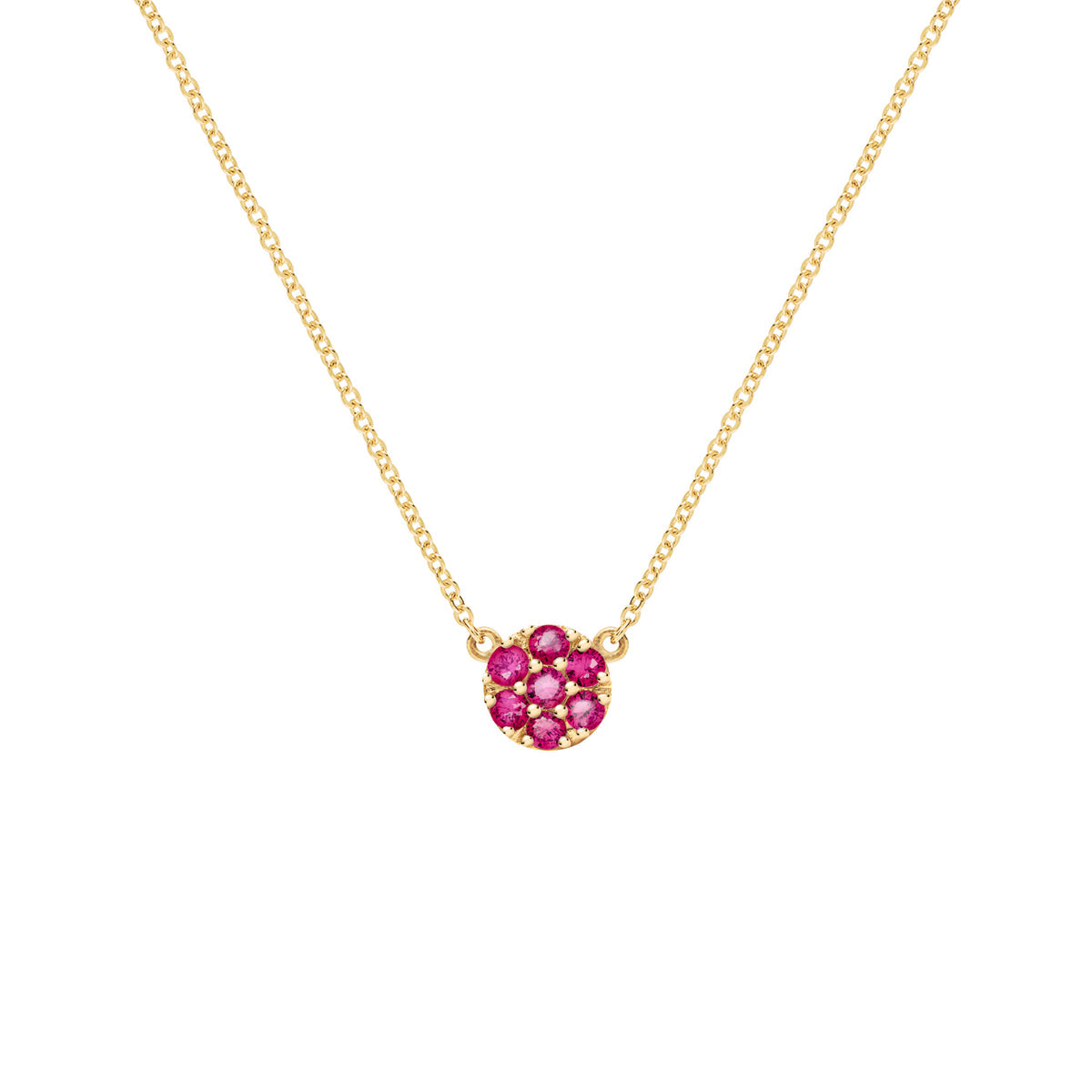 0.7 TCW Round Ruby Lab Made Diamond- July Birthstone Mini Necklace 1