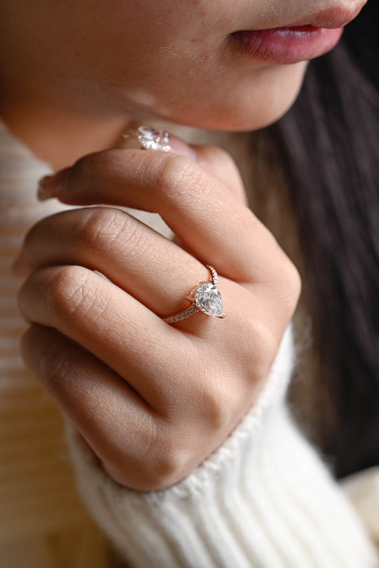 Stunning 1.0 - 2.0 CT Pear Moissanite Engagement Ring with Pave Design 2