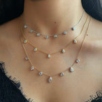 3.0 TCW Round, Pear, Emerald & Marquise Moissanite Diamond Multi Stone Necklace in Solid Gold 3