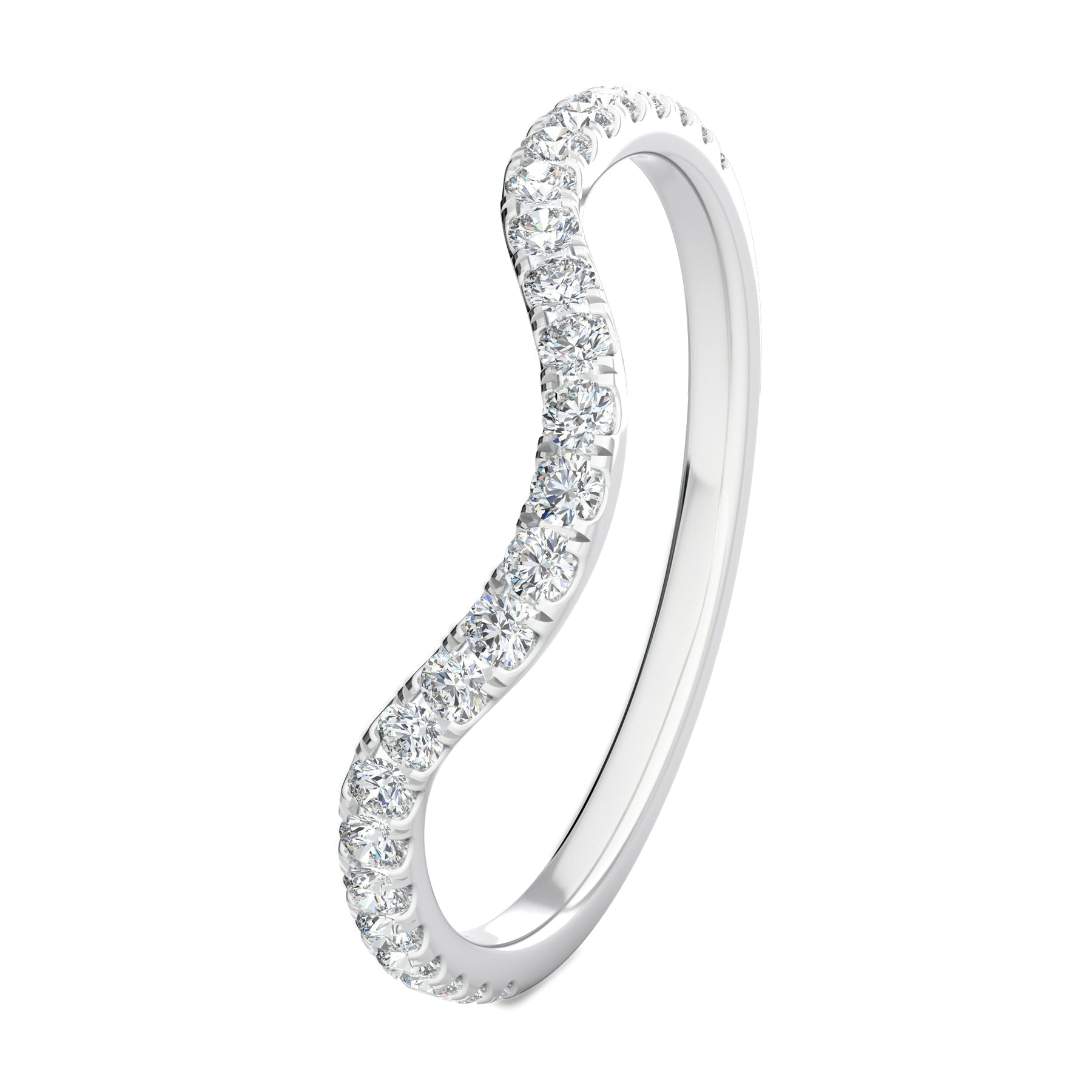 Stunning 0.2 TCW Round Moissanite Stones Curved Wedding Bands 2