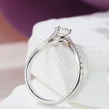 Stunning 0.50 CT Round Moissanite Engagement Ring with Pave Design 4