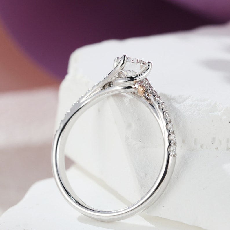 Stunning 0.50 CT Round Moissanite Engagement Ring with Pave Design 4