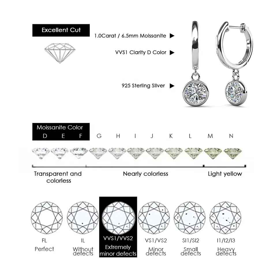 Round Cut Cubic Zirconia in 925 Sterling Silver Earrings 9
