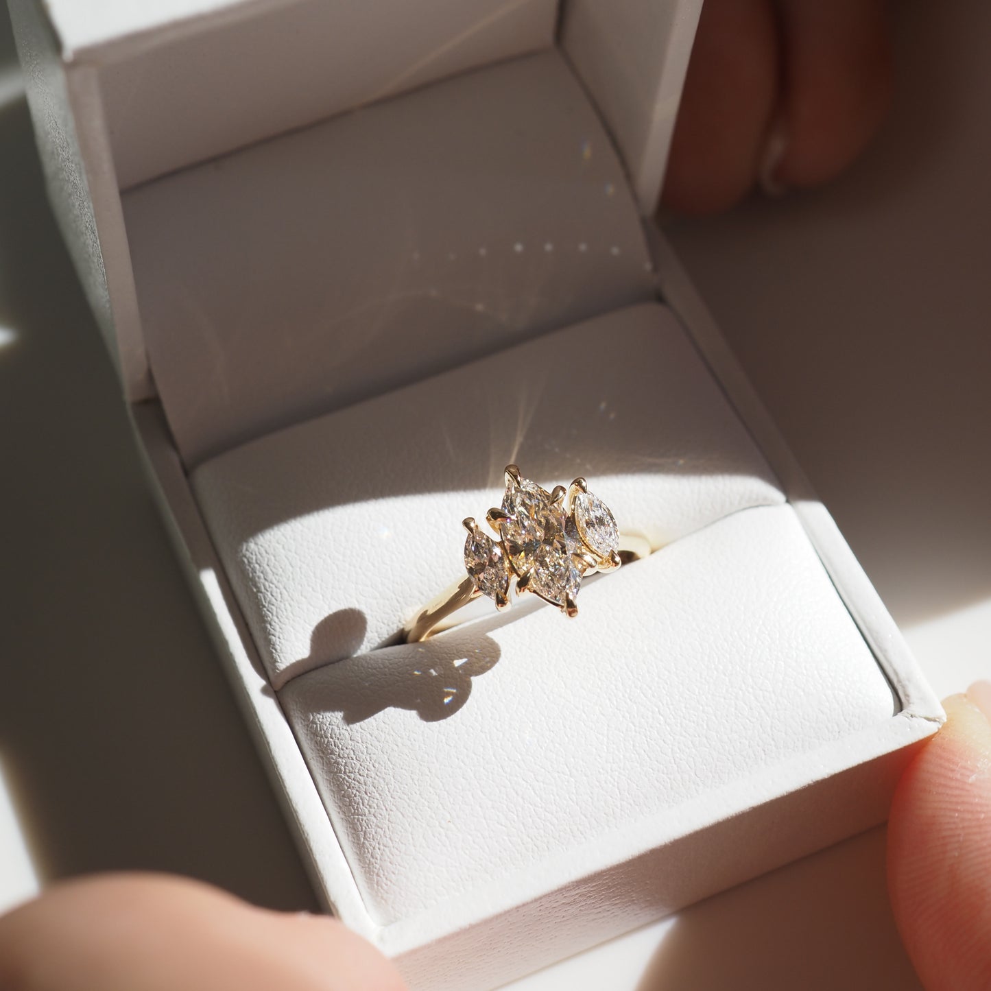 Stunning 1.3 CT Marquise Moissanite Engagement Ring with Three Stone Design 4