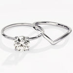 1.50 CT Round Cut Moissanite Bridal Ring Set with Plain Wedding Bands 4