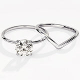 1.50 CT Round Cut Moissanite Bridal Ring Set with Plain Wedding Bands 4