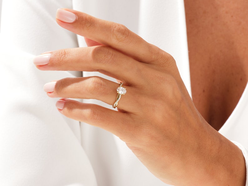 Stunning 1.0-2.0 CT Oval Moissanite Engagement Ring with Twisted Pave Design 8