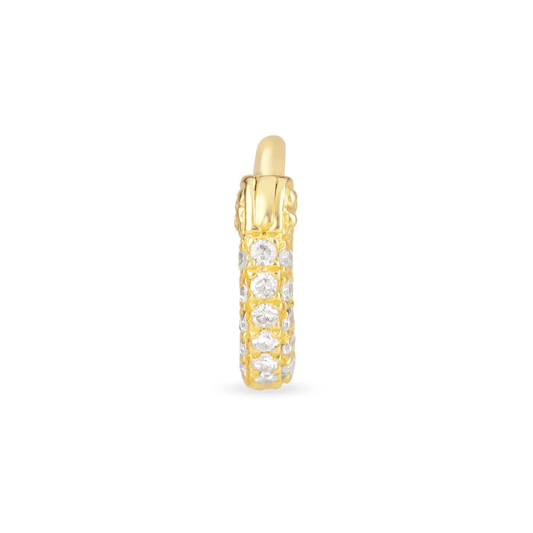 1.0 TCW Round Cut Moissanite Second Hole Teeny  Huggies Earrings in Gold 1