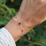 2.14 TCW Round Garnet Lab Made Diamond- January Birthstone Bracelets 3