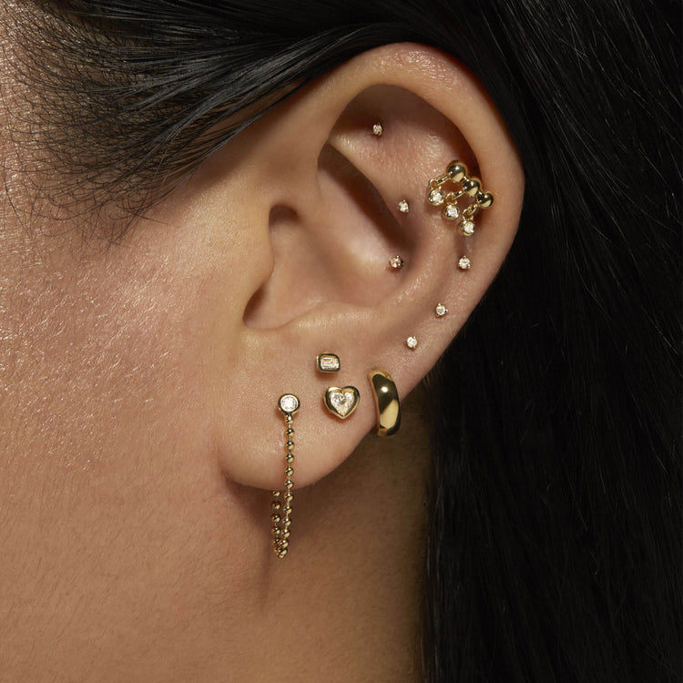 0.10 TCW Round Cut Moissanite Thread Earrings in Gold 4
