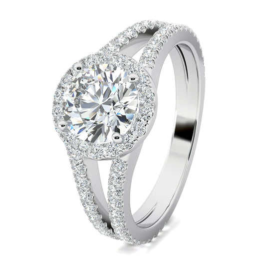Stunning 0.7 CT Round Moissanite Stones Pave and Halo Wedding Bands 2