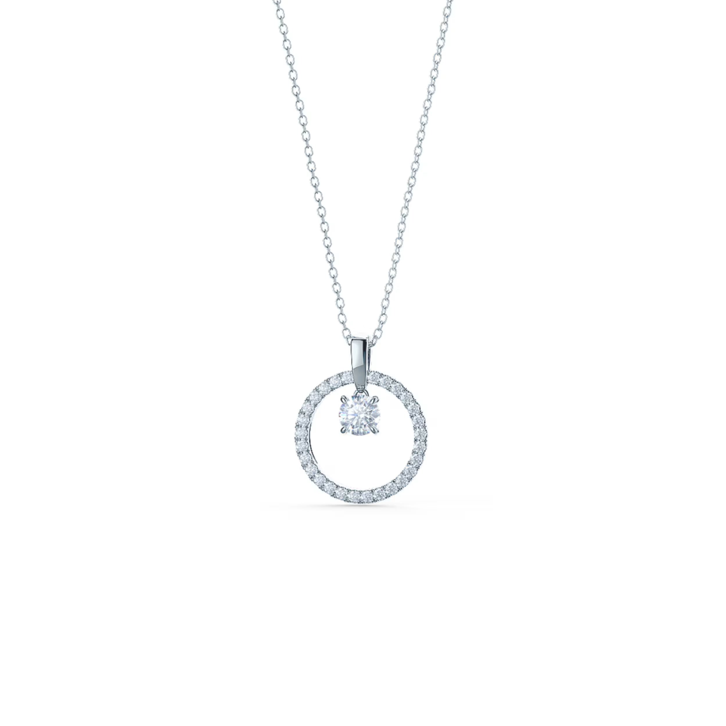 1.50 CT Round Moissanite Diamond Floating Stone Pendant Necklace in Solid Gold 4