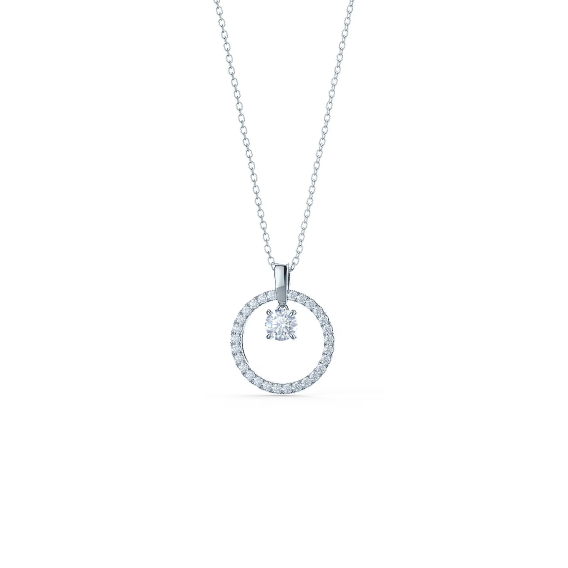 1.50 CT Round Moissanite Diamond Floating Stone Pendant Necklace in Solid Gold 4