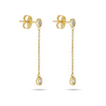 0.20 TCW Round Cut Moissanite Bezel Chain Earrings in Gold 3