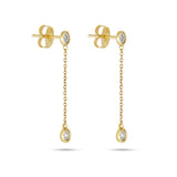 0.20 TCW Round Cut Moissanite Bezel Chain Earrings in Gold 3
