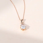 1.13 CT Round Diamond Cluster Pendant Necklace in Solid Gold 3