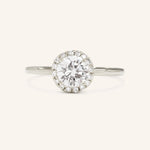 Stunning 1.0 CT Round Moissanite Engagement Ring with Halo Design 4