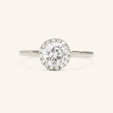 Stunning 1.0 CT Round Moissanite Engagement Ring with Halo Design 4