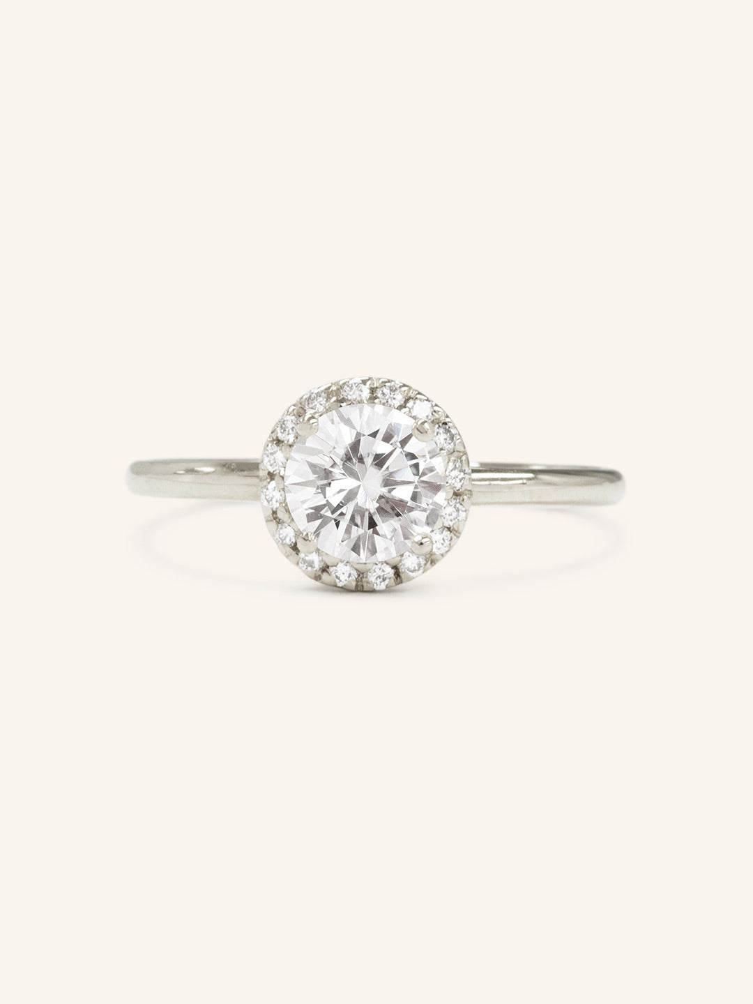 Stunning 1.0 CT Round Moissanite Engagement Ring with Halo Design 4