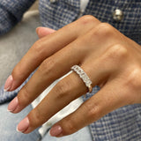 Stunning 1.46 CT Emerald Moissanite Stones Half Eternity Wedding Bands 1