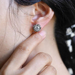 0.50 TCW Round Cut Moissanite Floral Halo Earrings in Gold 6