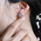 0.50 TCW Round Cut Moissanite Floral Halo Earrings in Gold 6