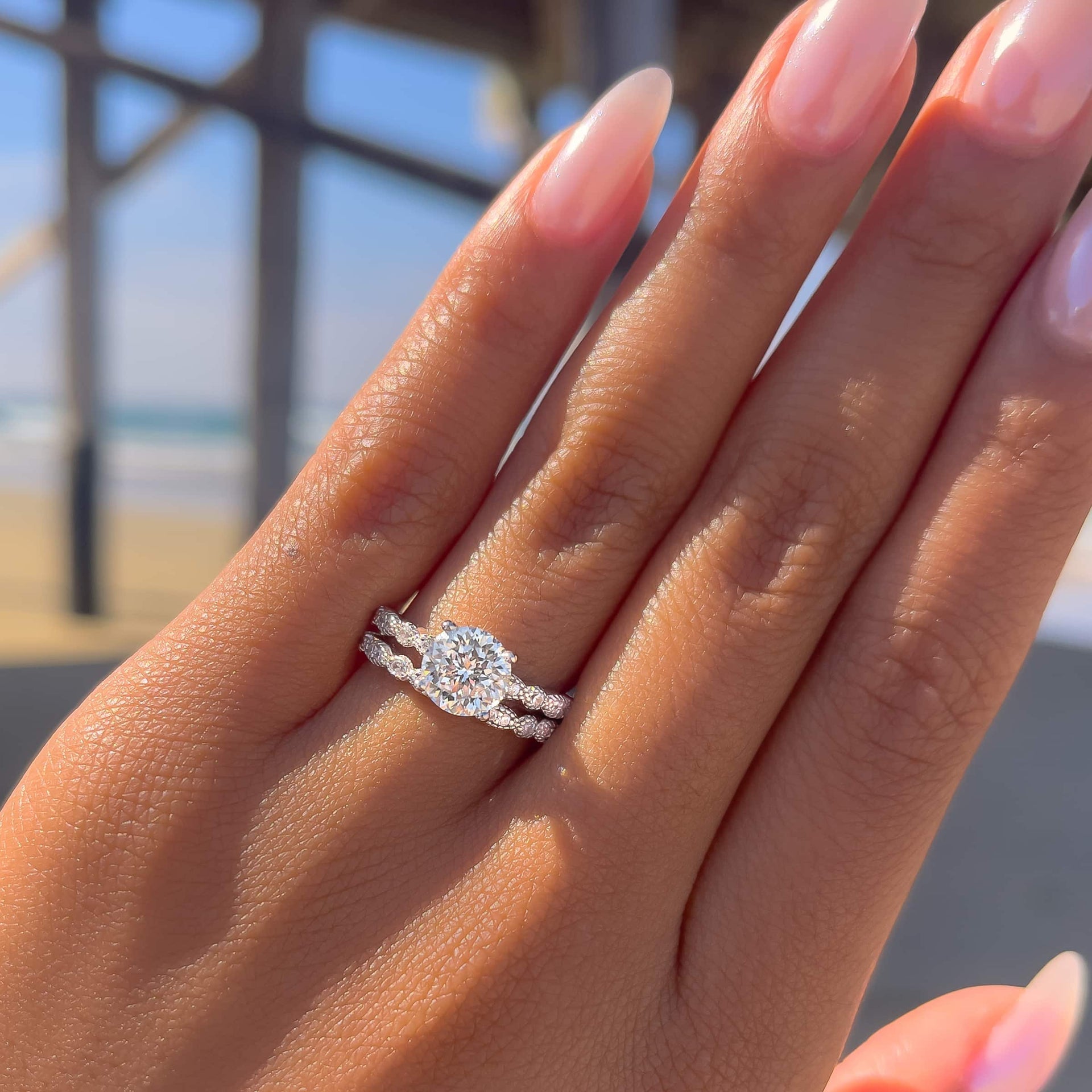 Stunning 1.5 CT Round Moissanite Engagement Ring with Pave & Hidden Halo Design 8