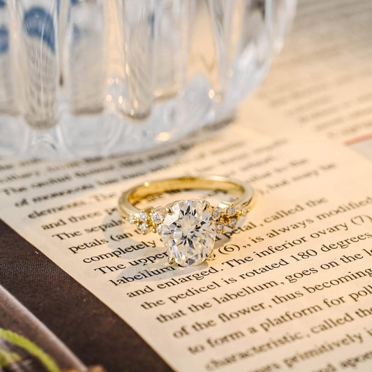 Stunning 2.0 CT Oval Moissanite Engagement Ring with Cluster Design 1
