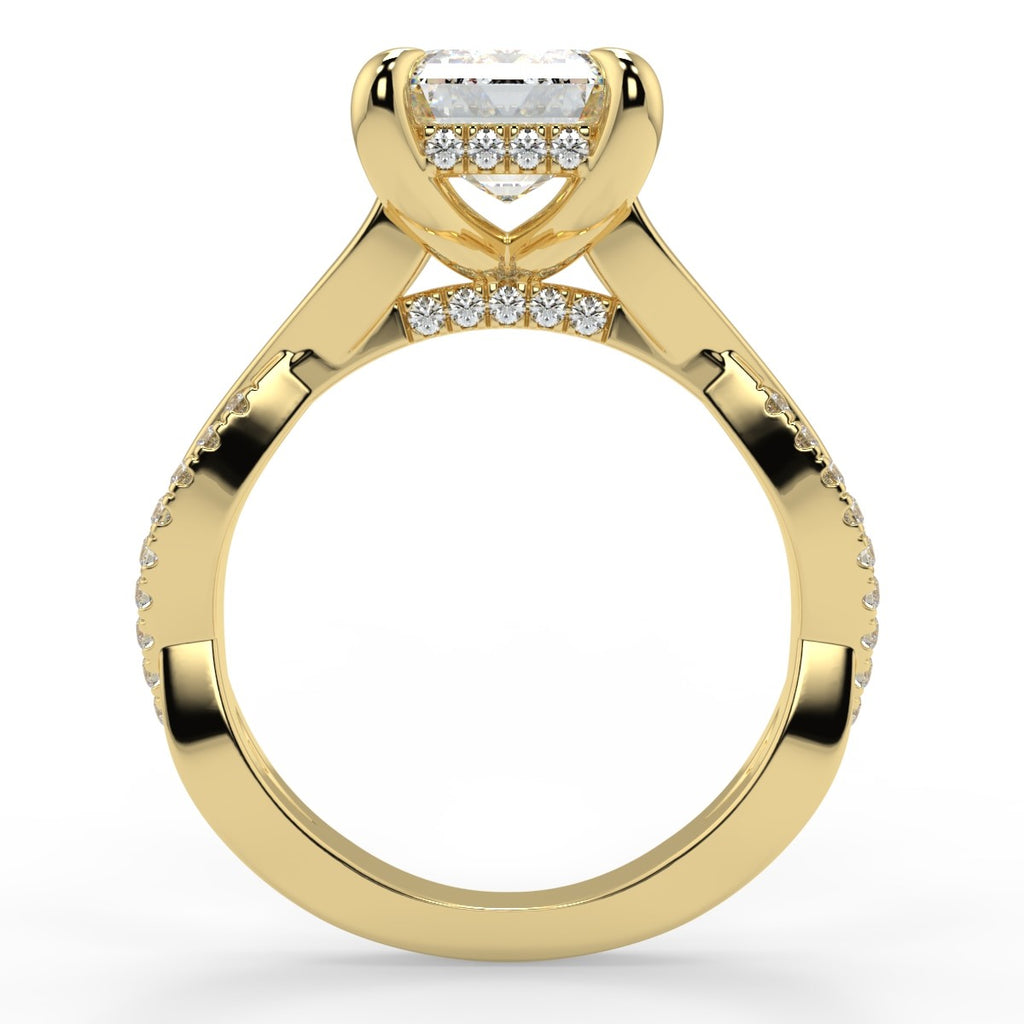 Stunning 2.53 CT Emerald Moissanite Engagement Ring with Twisted Pave Design 2