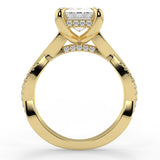 Stunning 2.53 CT Emerald Moissanite Engagement Ring with Twisted Pave Design 2