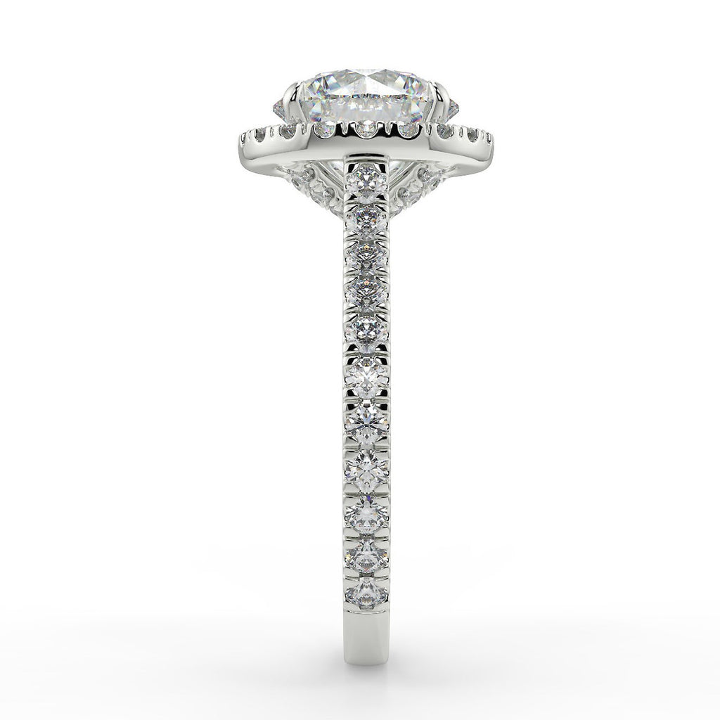 Stunning 2.0 CT Round Moissanite Engagement Ring with Halo & Pave Design 7