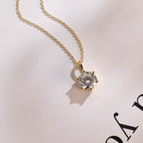 1.0 CT Round Cut Moissanite Diamond Solitaire Pendant Necklace in Solid Gold 8