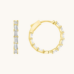 Classic 1.0 TCW Baguette Cut Moissanite Hoops Earrings in Gold 1