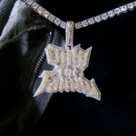 12 CT Round Moissanite Lil Durk Only The Family Silver Pendant for Him 1