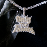 12 CT Round Moissanite Lil Durk Only The Family Silver Pendant for Him 1