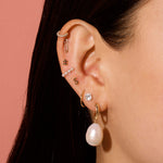 1.50 TCW Emerald & Baguette Cut Moissanite Stud Earrings in Gold 8