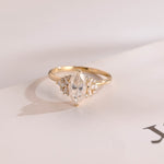 Stunning 1.0 - 2.0 CT Marquise Moissanite Engagement Ring with Cluster Design 1