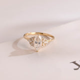 Stunning 1.0 - 2.0 CT Marquise Moissanite Engagement Ring with Cluster Design 1