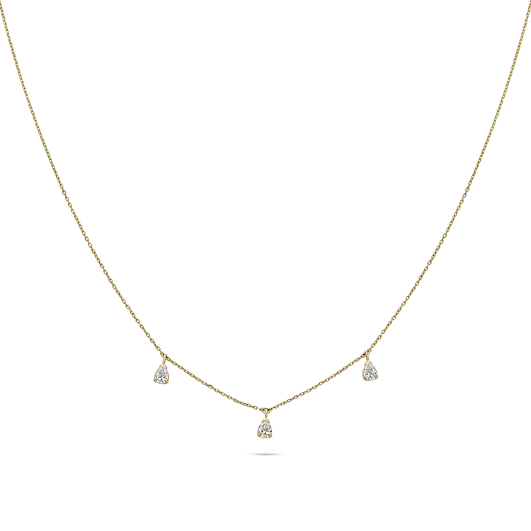 0.30 TCW Round Moissanite Diamond Droplets Necklace in Solid Gold 3