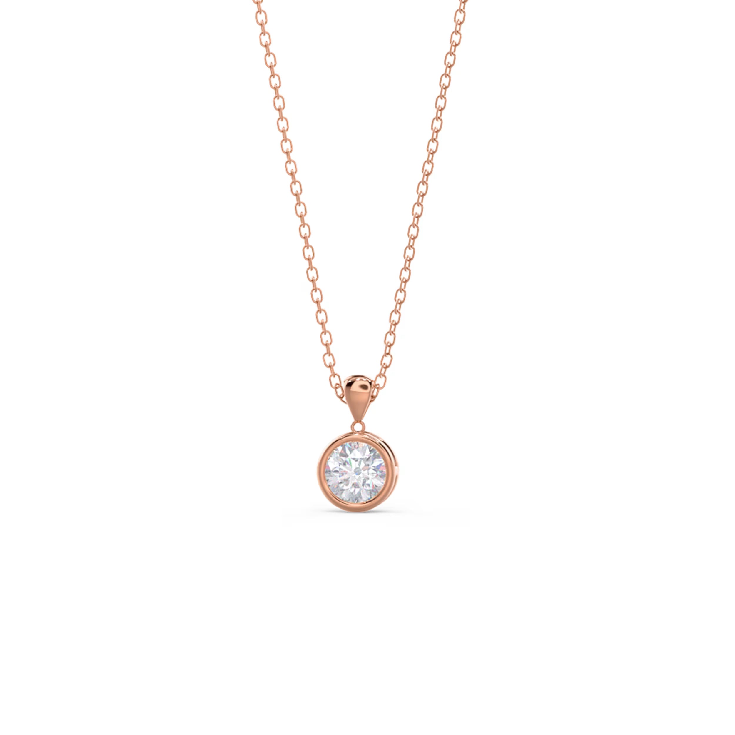 1.0 CT Round Cut Moissanite Bezel Pendant Necklace in Solid Gold 6