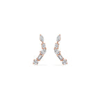 2.0 TCW Round, Marquise, Oval, Pear & Baguette Cut Moissanite Cuff Earrings in Gold 5