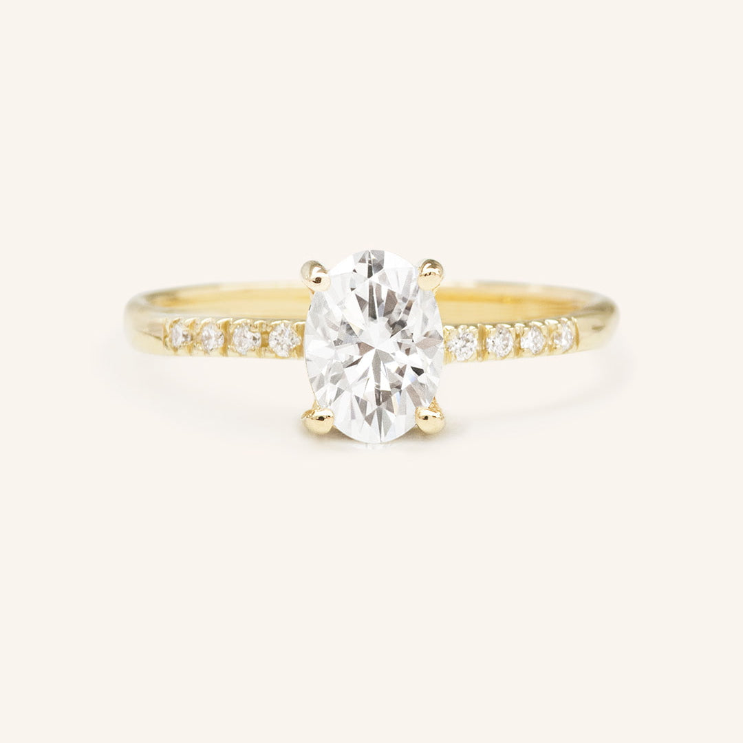 Stunning 1 CT Oval Moissanite Engagement Ring With Pave Design 1