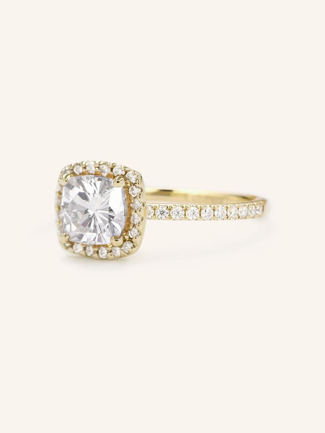Stunning 1 CT Cushion Moissanite Engagement Ring With Halo & Pave Design 2