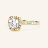 Stunning 1 CT Cushion Moissanite Engagement Ring With Halo & Pave Design 2